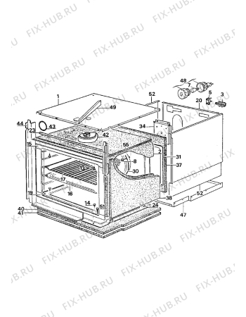 Взрыв-схема плиты (духовки) Electrolux CO1185P1 - Схема узла Internal panels